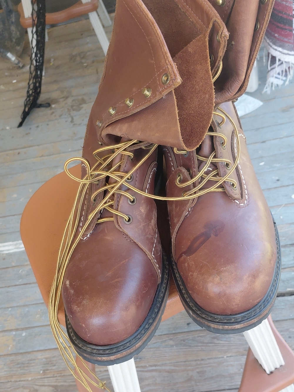 Men's Brown Leather Lace-Up Work Boots - Sturdy Everyday Wear